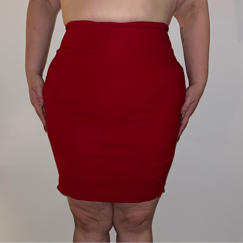 Suzy Shier Bold Red Pencil Skirt